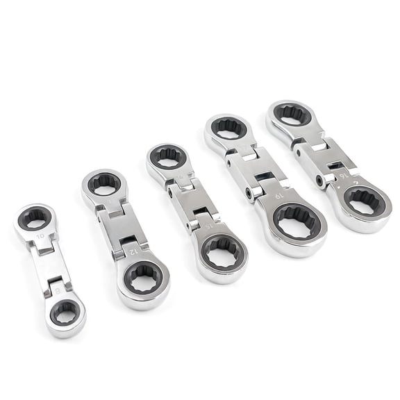 ANXPTIME 5Pcs Flexible Head Ratcheting Wrench Set Ratchet Combination Wrenches Gears Spanner Set Car Key Wrench Repair Tool Set