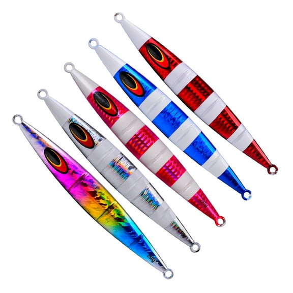 ANXPTIME 5Pcs Hard Metal Slow Pitching Jigs Freshwater Saltwater Fishing Glow Lures
