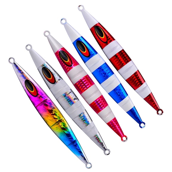 ANXPTIME 5Pcs Hard Metal Slow Pitching Jigs Freshwater Saltwater Fishing Glow Lures