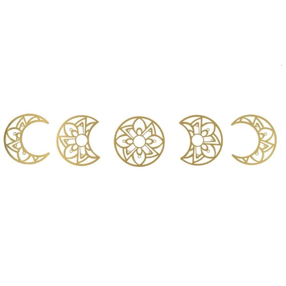 ANXPTIME 5pcs Wall Decoration Wooden Moon Phase Wall Hanging Decor Bohemian Style Lunar Aesthetic Art Sticker Home Bedroom Living Room Decor