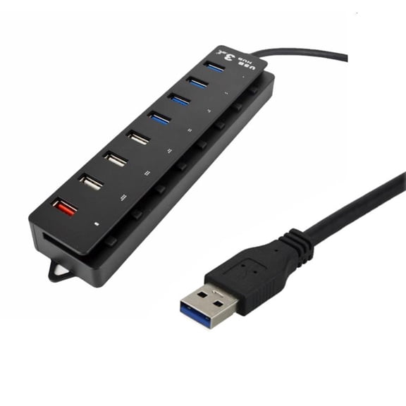ANXPTIME 8 Port USB Hub with Independent Switches USB Splitter Power Adapter for PC