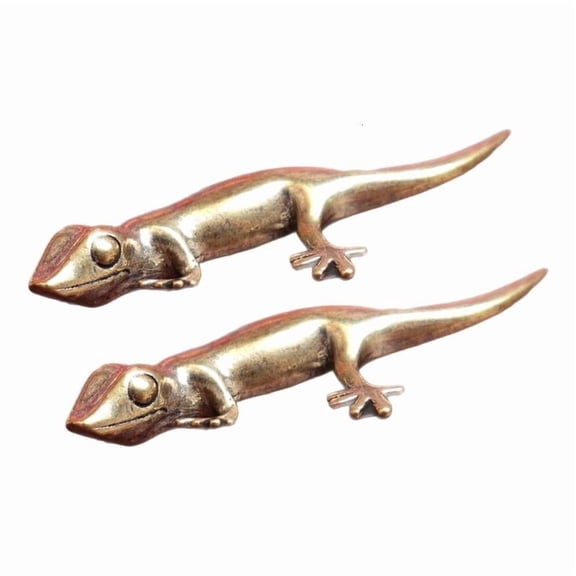 ANXPTIME Antique Copper Geckoes Statue Figurine For Desk Decors Good Fortunes Symbol 2pcs