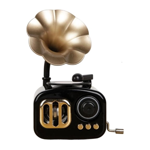 ANXPTIME Antique Design Hand Crank Music Box Mini Gramophone For Gift And Home Decors