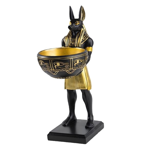 ANXPTIME Anubis God Resin Statue With Bowl Historical Sculpture Home Accent Key Holder