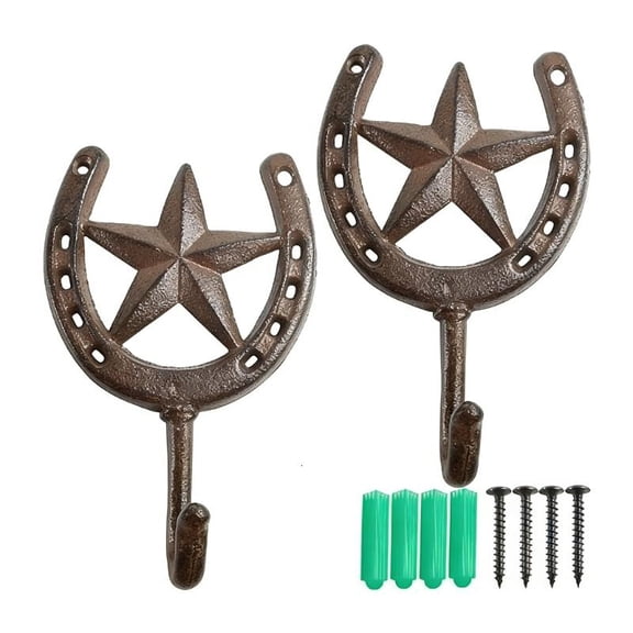 ANXPTIME Bucolic Iron Wall Mount Hook With Point Star Designs For Home Storage