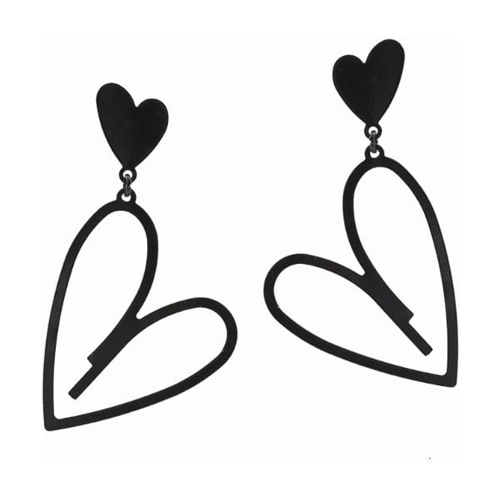 ANXPTIME Chic Black Heart Earrings Ear Accessories for Music Festivals ...