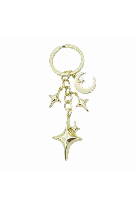 Chic Openwork Moon Shape Key Accessory Trendy Daily Keychain Jewelry Pendant