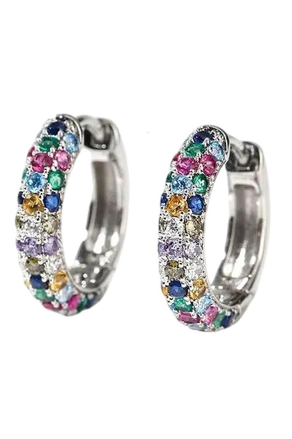 Colorful Zirconia Ladies Ear Cuff Earrings Fashion Rhinestones Inlay Jewelry