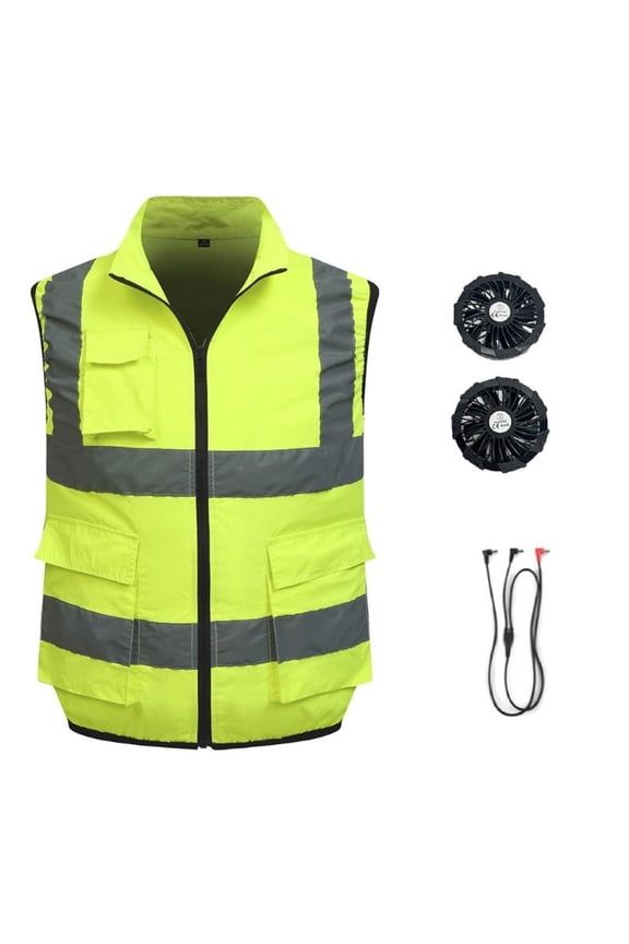 Cooling Vest Jackets with 2 Fans Reflective Ice Vest Air Conditioner Vests