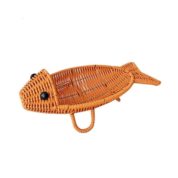 ANXPTIME Creative Fish Designs Fruit Tray Rattan Style Basket for Snacks and Display