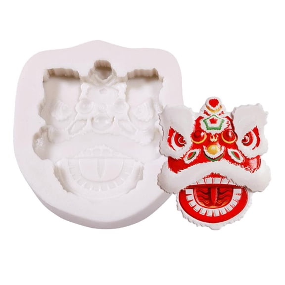 ANXPTIME DIYSilicone Fondant Mold Chinese Style Dragon and Lion Dance DIY Candy Cake