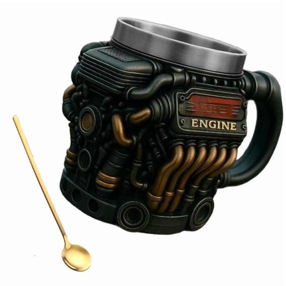 ANXPTIME Decorative Old Engine Themed Coffee Cup 13oz Rosin Rustproof Building