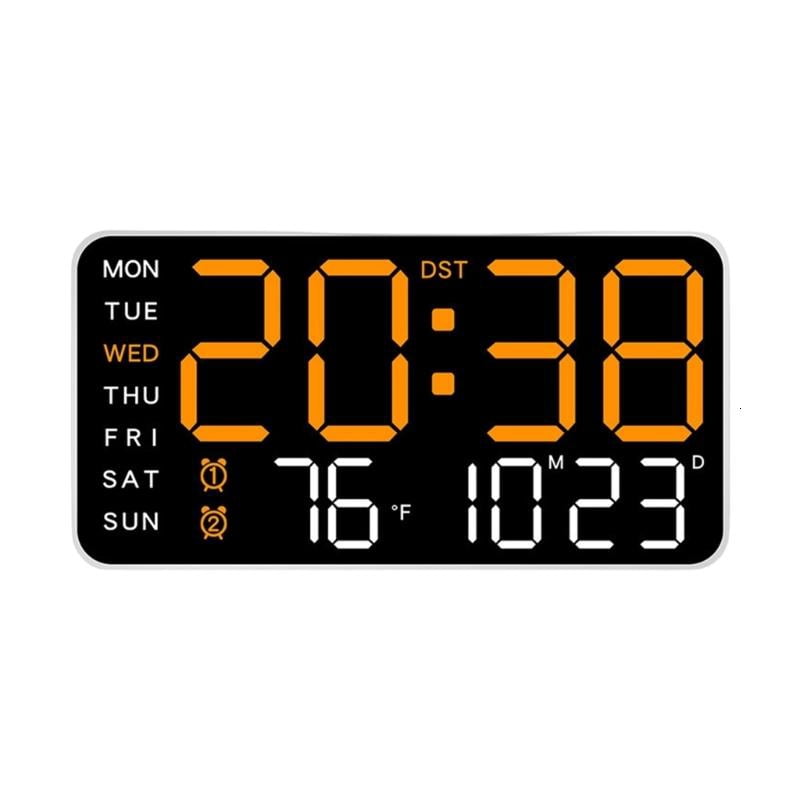ANXPTIME Digital Wall Clock LED Display Date Temperature 2 Alarm ...
