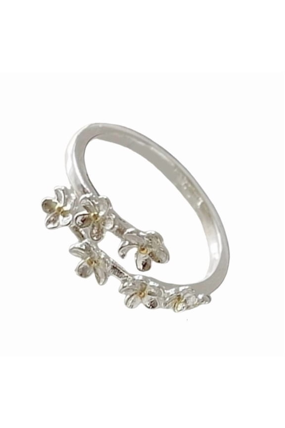 Elegant Irises Flower Open Rings Adjustable Rings For Women In Silver Color