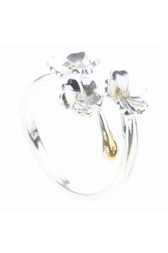 Elegant Irises Flower Open Rings Adjustable Rings For Women In Silver Color