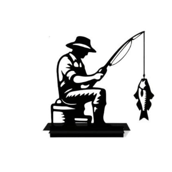 ANXPTIME Fashion Creative Custom Wild Fishing Metal Statues Iron Art With Base