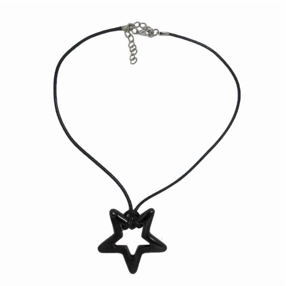 ANXPTIME Fashion Pink Star Pendant Necklace Stackable Hollow Sweater Chain for Women