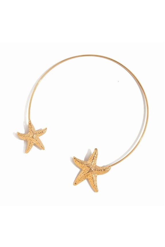 Fashionable Alloy Flower/Starfish Open Collar Necklace Handmade Neck Accessory