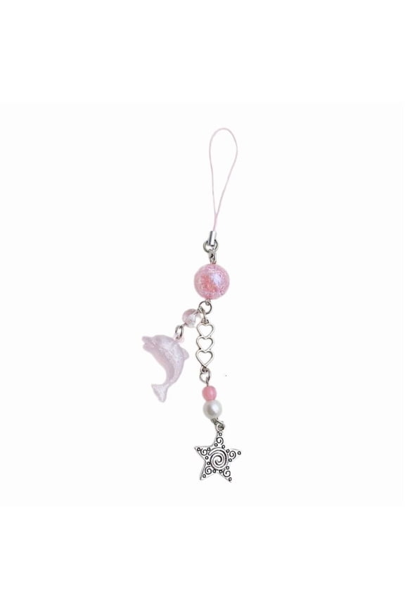 Fashionable Dolphin Pendant Keychain with Star Detail Phone Charm Accessory