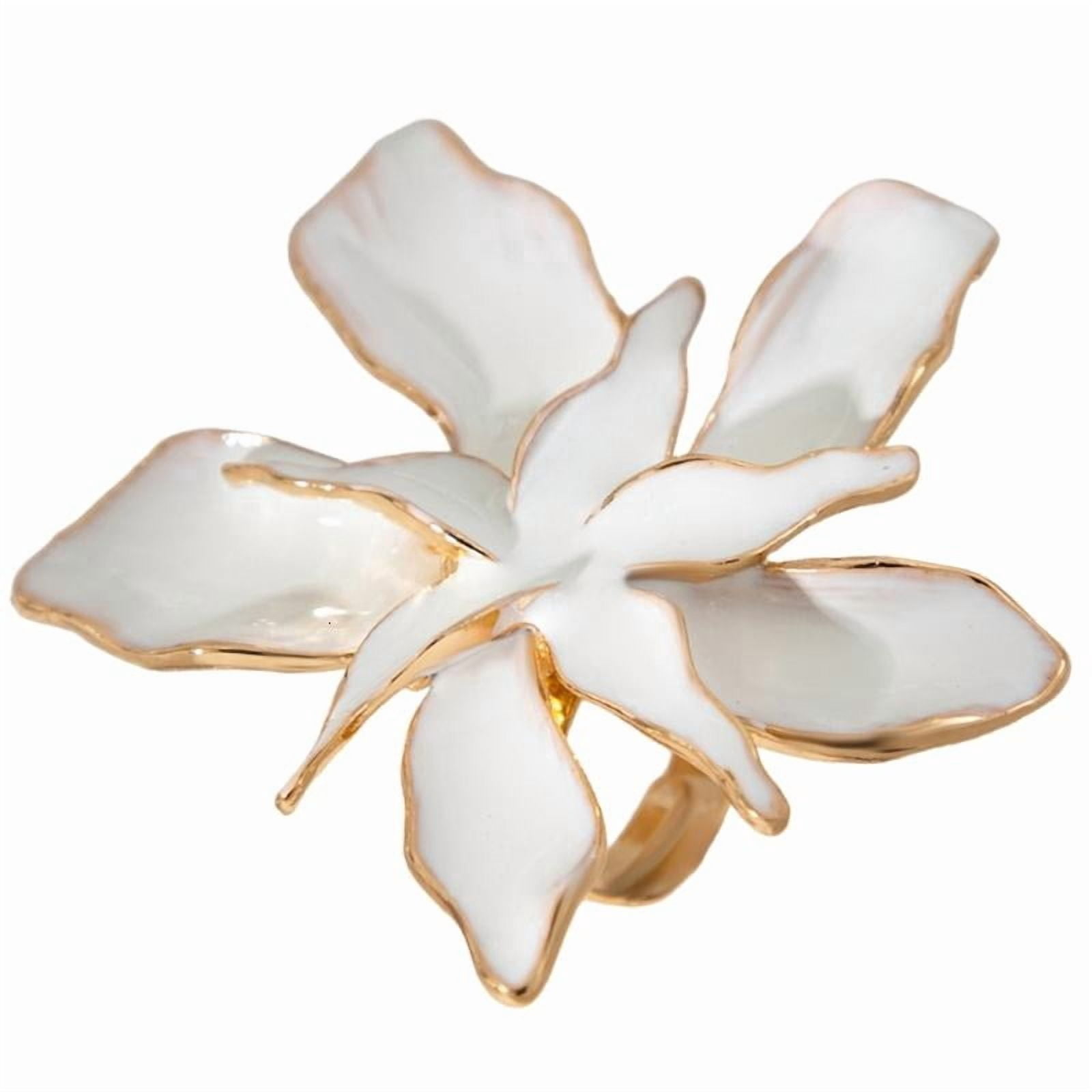 ANXPTIME Fashionable Exaggerated Pearls Flower Ring for Weddings and ...