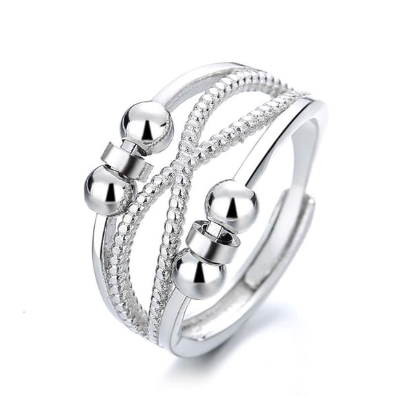 ANXPTIME Fidget Spinner Band Rings Anxiety Ring with Beads Gift for Women Men Couples
