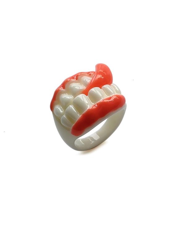 Funny Teeth Shaped Ring Jewelry Fashion Acrylic Face Orange Finger Ring