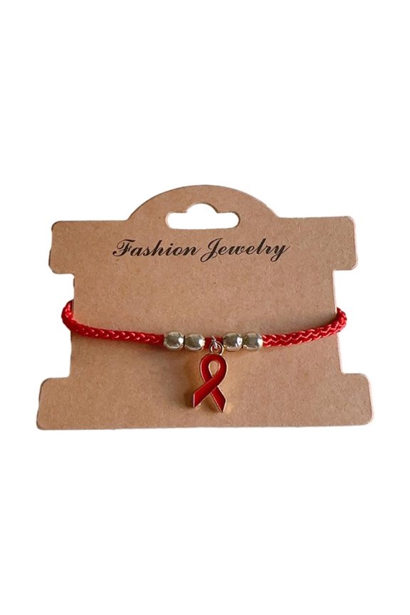 HIV/AIDS Support Bracelets Red Ribbon Wristband Adjustable Rope Bracelets