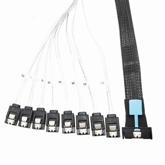 ANXPTIME High Speed Slim Server Data Cable MCIO 8i 74P Male To 8xSATA Male PCIE 5.0
