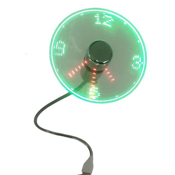 ANXPTIME Intelligent LED Flash Fan With Digital Clock USB Power Adjustable Angle For Computer