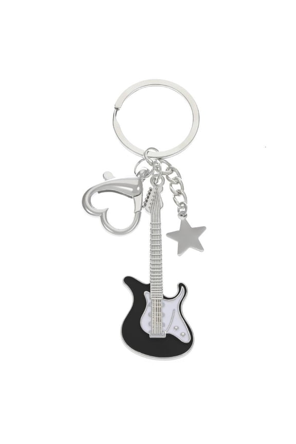 Metal Guitar Keychain Y2K Heart Star Keyring Fashion Pendant Key Chain Rings