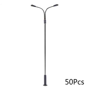 ANXPTIME Mini Model Street Railroad Train Lamp Light Post Two Heads LED Landscape Layout
