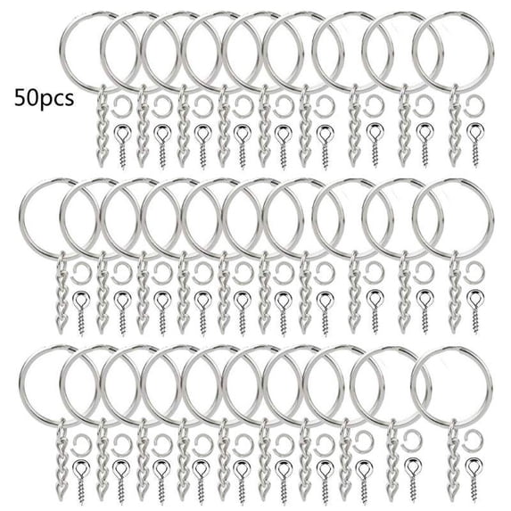 ANXPTIME Multifunction 50x Keychain Rings with Chain Open Jump Ring ...