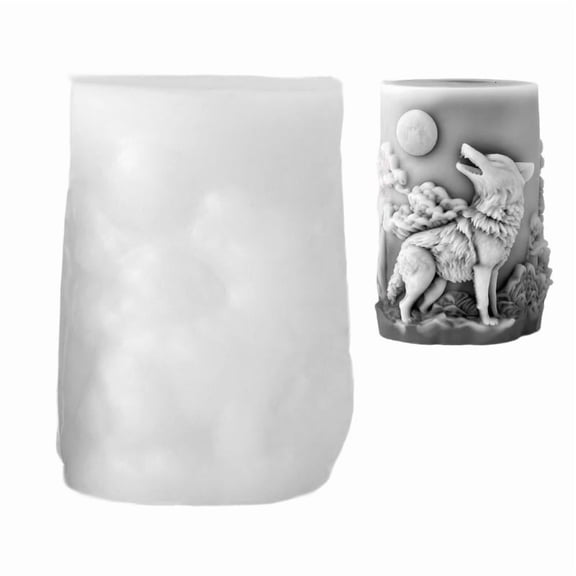 ANXPTIME Multipurpose 3D Wolf Cylinder Candle Mold For Creative DIY Projects And Gift