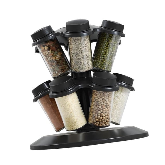 ANXPTIME Mushroom Spice Dispenser Rotating Shelf 12 Glass Containers For Home Cooking