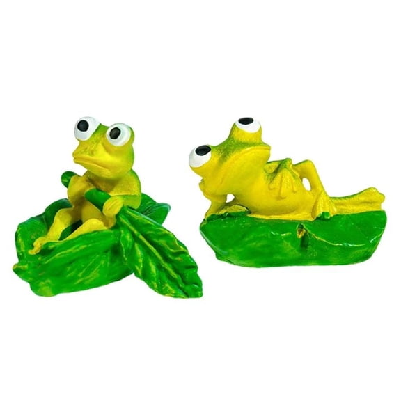 ANXPTIME Nelumbo leaf Frogs Sculpture Table top Decoration Home Accent Figure