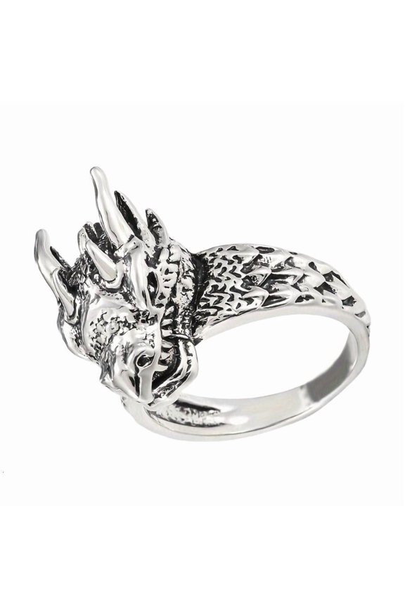 Nordic Inspired Dragon Head Rings For Men Sturdy Stainless Steel Rings