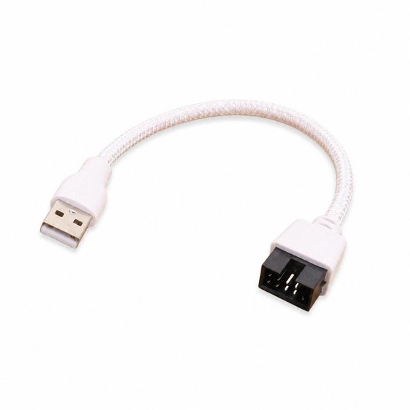 ANXPTIME PC Case USB Connection Cable, USB A Male to 9 Pin Internal Header Wire, 20cm White Sleeve Wire for Desktop Header Routing and Device Wiring