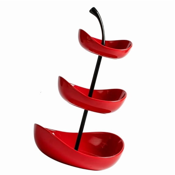 ANXPTIME Portable 3 Compartment Cherries Theme Serving Plate For Kitchen And Parties