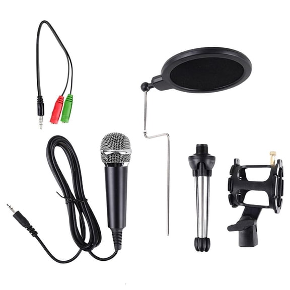 ANXPTIME Portable Condenser Mic Kit for Online Classes Karaoke USB/3.5mm Adapter