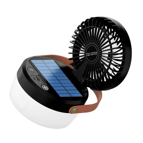 ANXPTIME Portable Solar Camping Light With 3 Speed Fan USB Rechargeable Hanging Lamp