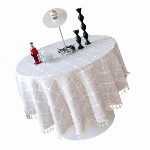 ANXPTIME Practical Round Tablecloth Polyester Cotton Blend Family Gathering