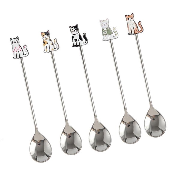 ANXPTIME Premium Nonrust Steel Cats Fish Spoon Ergonomic Handle For Dessert Coffee Use