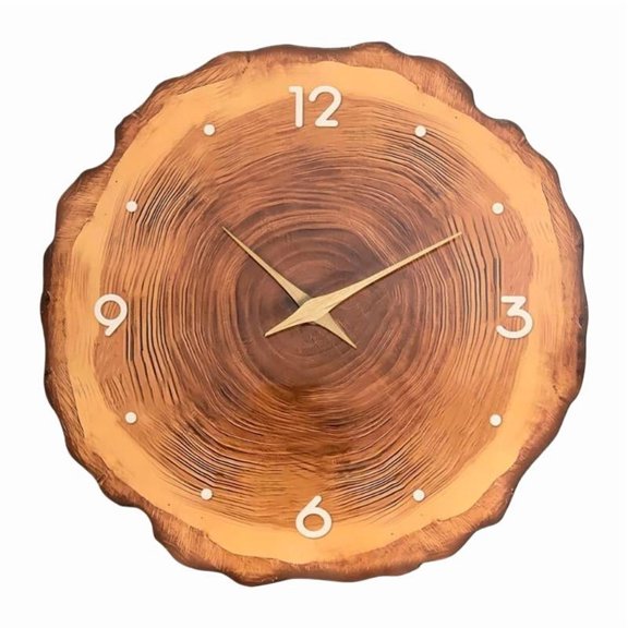 ANXPTIME Quiet Farmhouses Analog Wall Clock with Annual Rings Design for Living Room