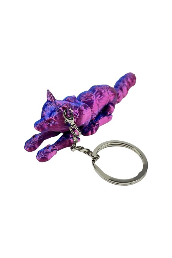 Realistic 3D Printed Wolf Keychain With Movable Joints for Lovers