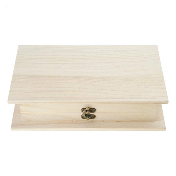 ANXPTIME Rectangular Wooden Storage Box Hinged Lockable Jewelry Case Desktop Organiser