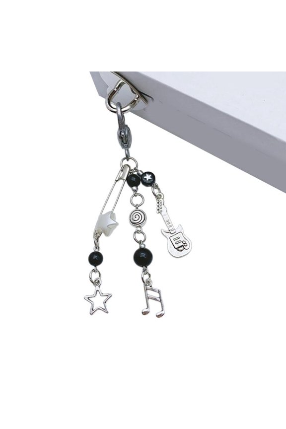 Rock Keyring Beads Phone Charm Guitar Bead Keychain for Fashion Accessories