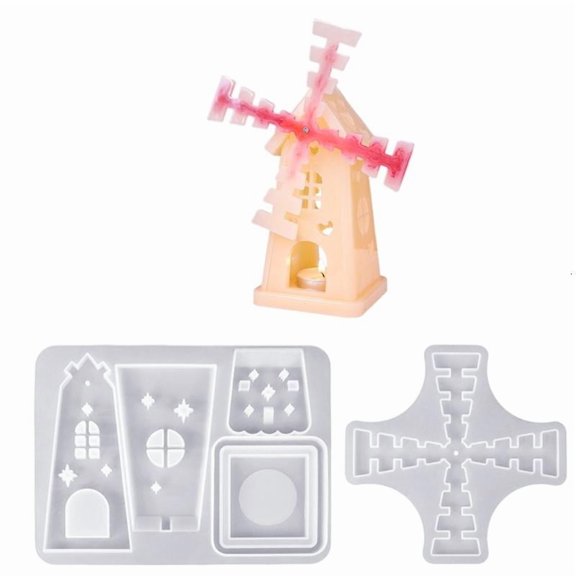 ANXPTIME Rotating Windmill Shape Candle Base Moulds Silicone Texture for Candlesticks