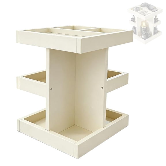 ANXPTIME Rotating Wooden Makeup Organiser With Multiple Storage Layers For Cosmetics