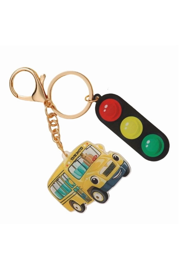 School Bus Keychain Charm,Traffic Light School Bus Keychain Backpacks Charm