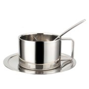 ANXPTIME Stainless Steel Double-layer Coffee Cup European-style Coffee Cup with Saucer